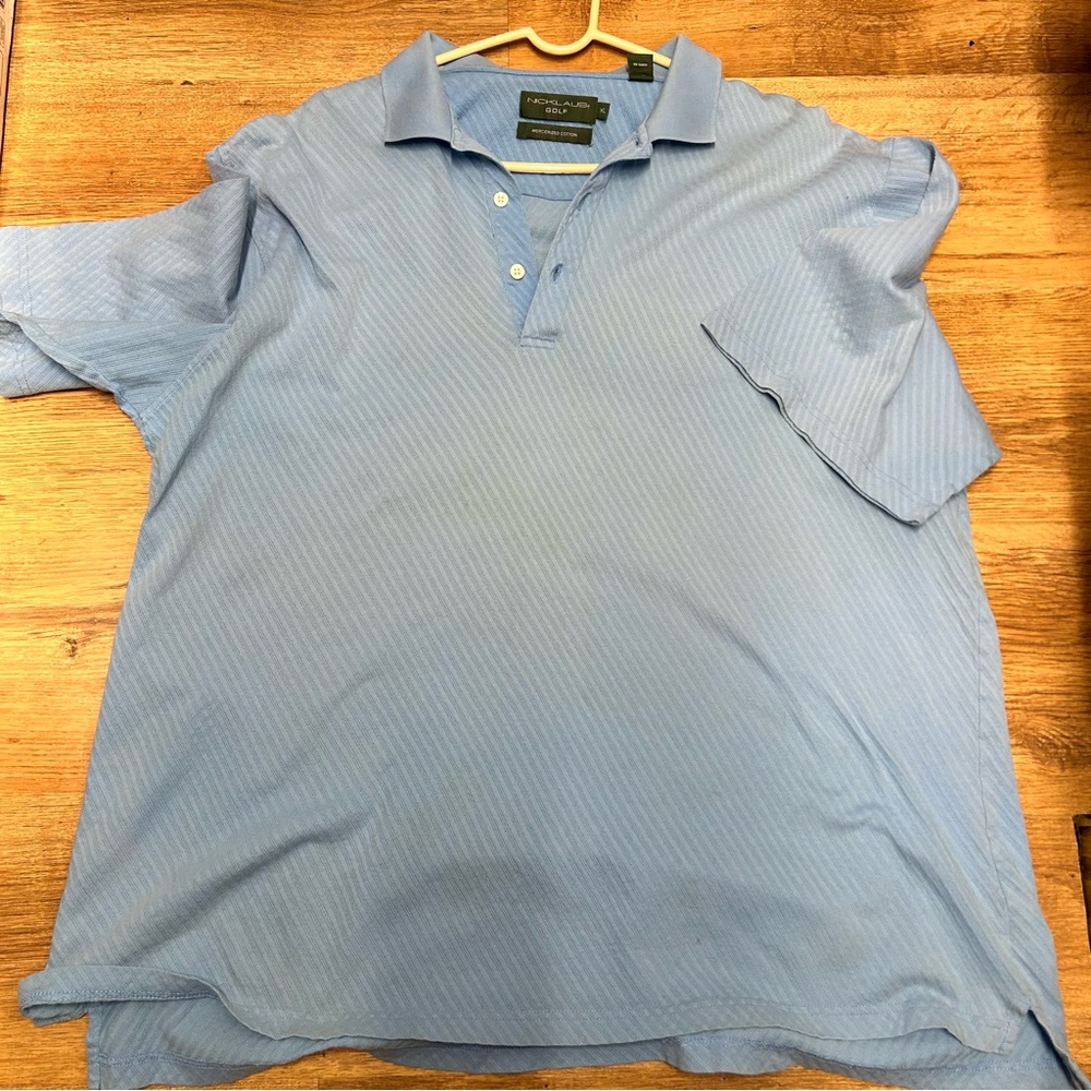 Nicklaus‎ Golf Sky Blue Polo Shirt with Textured Fabric Classic Design Polo XL